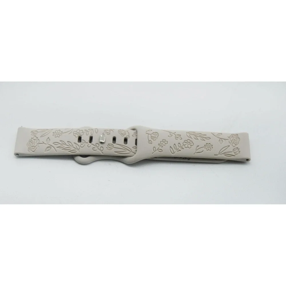Strisinho 18mm Floral Engraved Silicone Watch Band Garmin Venu 2S Rose Starlight